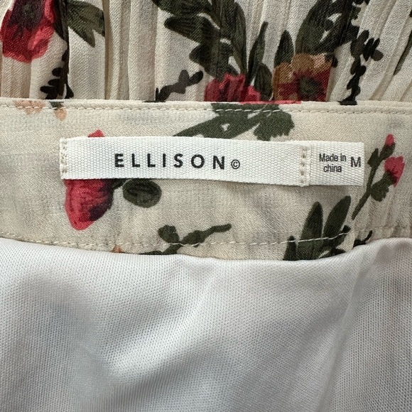 Floral Pleated Flowy Midi Skirt Neutral Colours Size Medium - Picture 6 of 12